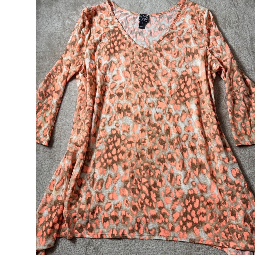 Clara Sunwoo Tunic Top V-Neck 1X Made in USA Boho Vintage Retro Layering